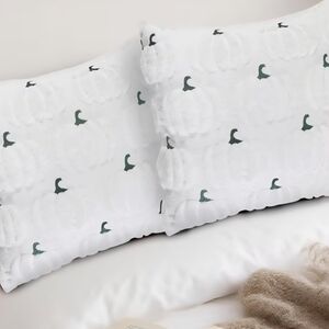 White Pillowcases with Pumpkin Design